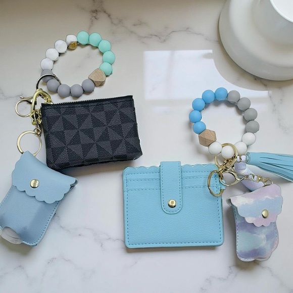 2 Card Wallet Wristlets blue theme bundle - Picture 1 of 7